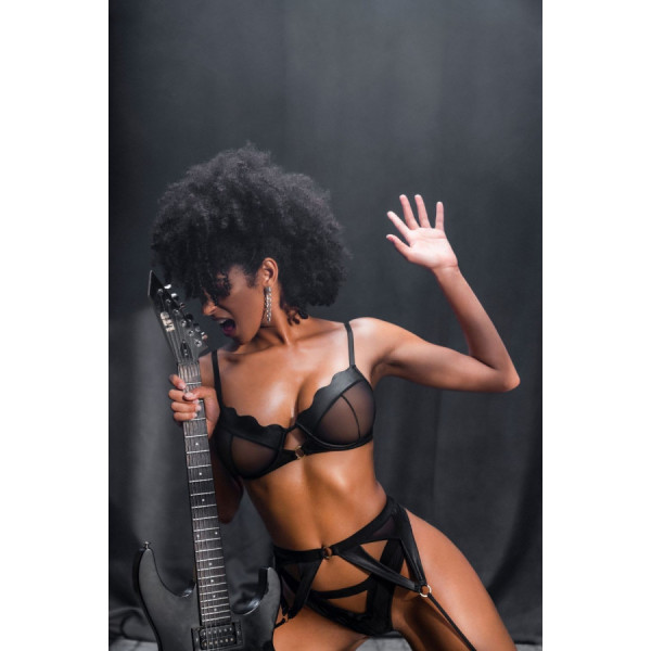 Ensemble 3 pièces en wetlook noir 